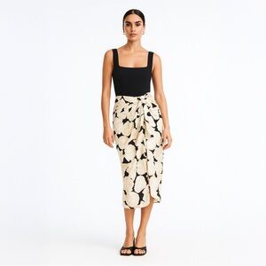 A328 • Seashell Print Twist-Front Midi Skirt
